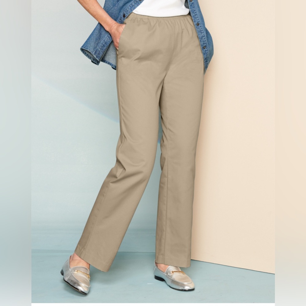 NWOT Draper & Damon’s Classic Comfort® Straight Leg Elastic Waist Women’s 16 Tan